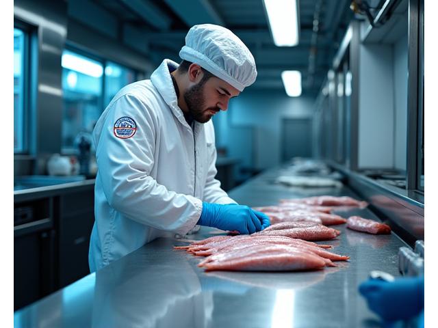Fishing crew processing fresh catch on deck